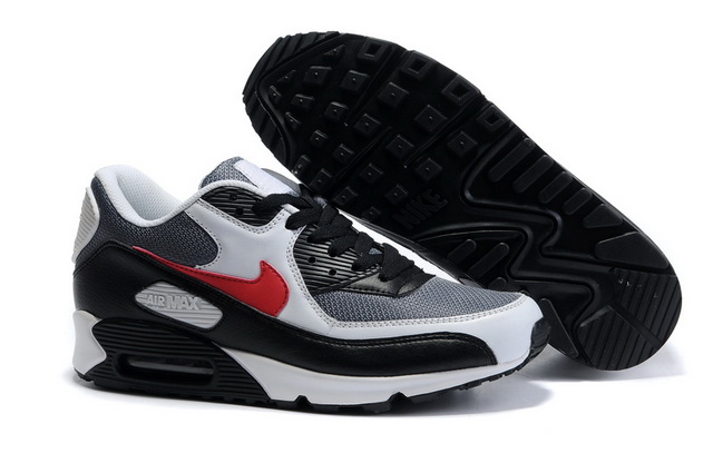 Mens Nike Air Max 90 Mesh Black White Silver Red - Click Image to Close